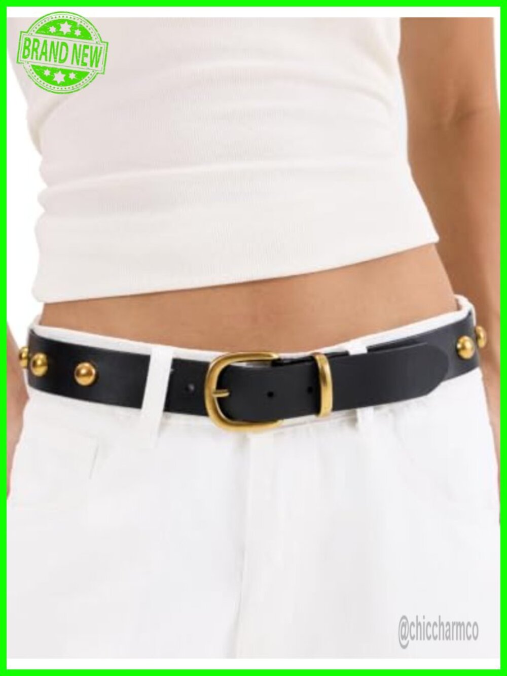 Full Grain Leather Belt Studded Western 1.3" for Jeans Pants